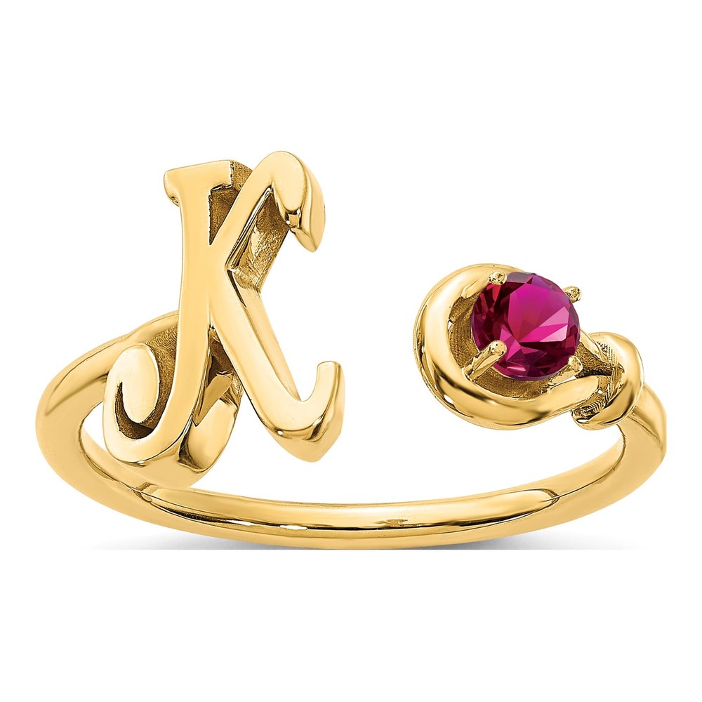 10K Yellow Gold Birthstone Letter K Ring