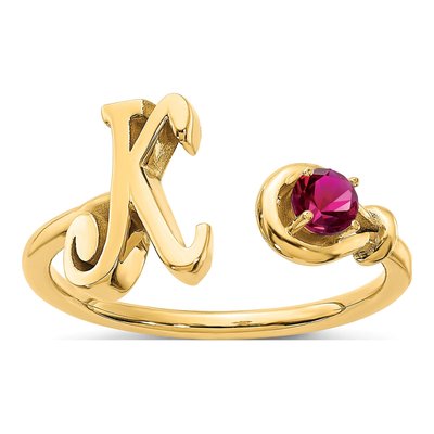 10K Yellow Gold Birthstone Letter K Ring