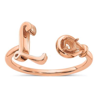 10K Rose Gold Letter L Ring – view 3