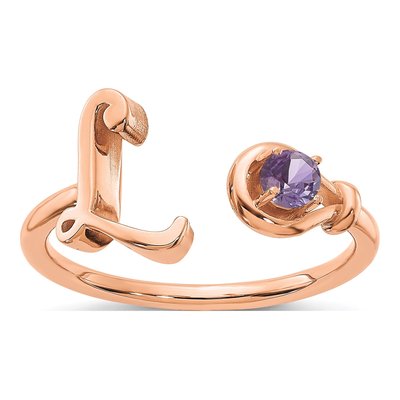 10K Rose Gold Letter L Ring