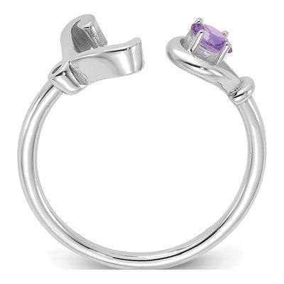 10K White Gold Letter L Ring – view 2