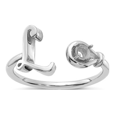 10K White Gold Letter L Ring – view 3