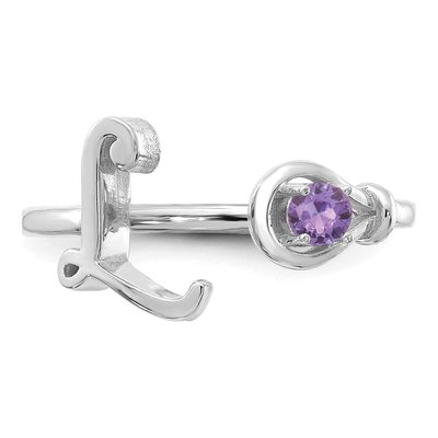 10K White Gold Letter L Ring – view 5