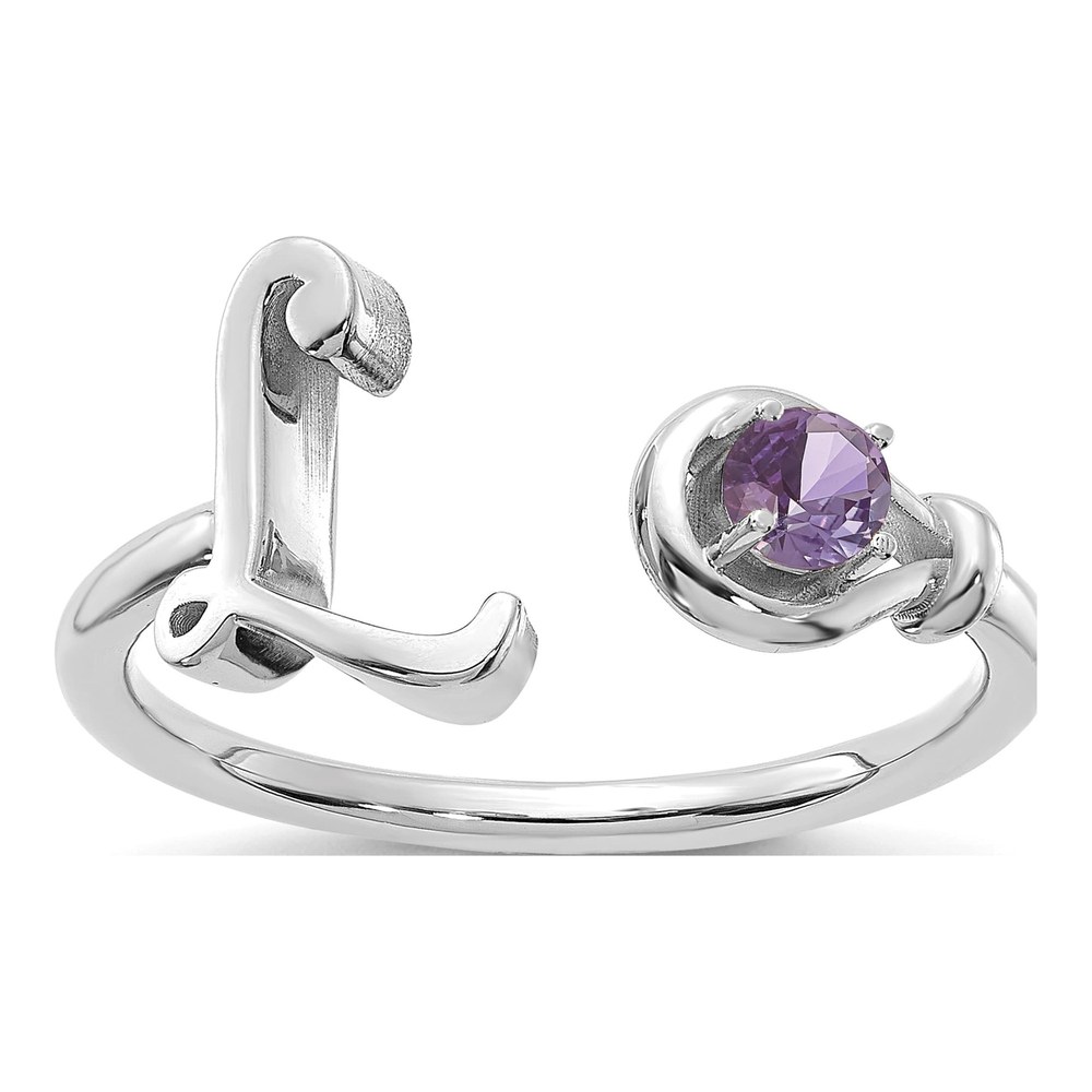 10K White Gold Letter L Ring