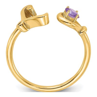 10K Yellow Gold Birthstone Letter L Ring – view 2