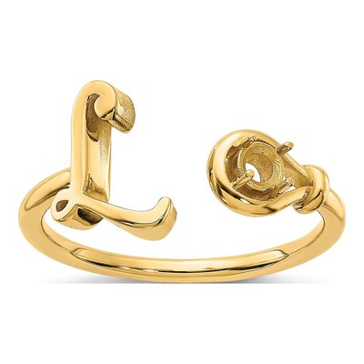 10K Yellow Gold Birthstone Letter L Ring – view 3