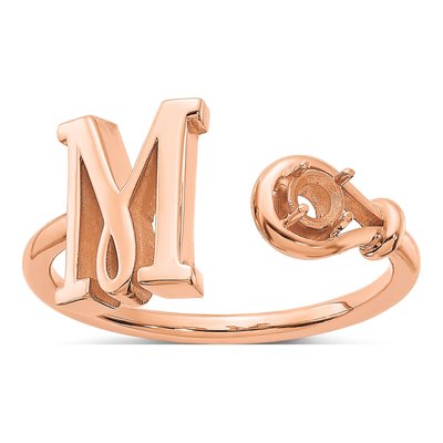 10K Rose Gold Letter M Ring – view 3