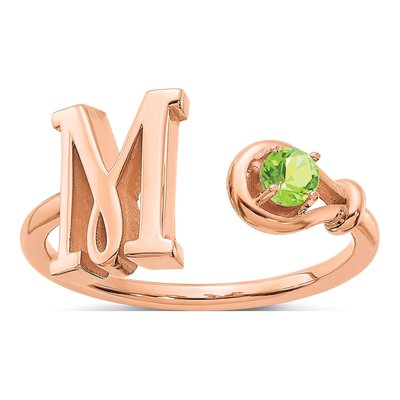 10K Rose Gold Letter M Ring