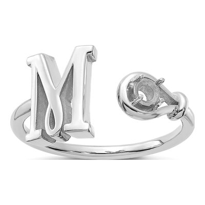 10K White Gold Letter M Ring – view 3