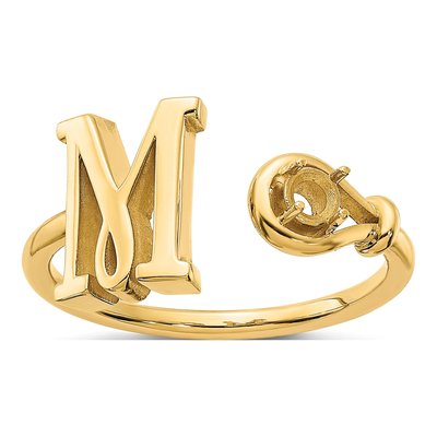 10K Yellow Gold Birthstone Letter M Ring – view 3