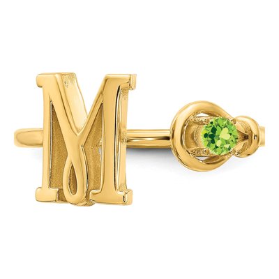 10K Yellow Gold Birthstone Letter M Ring – view 5