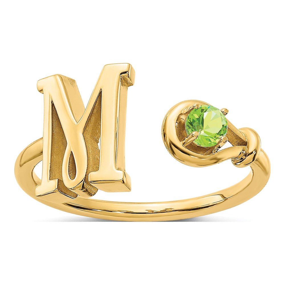 10K Yellow Gold Birthstone Letter M Ring