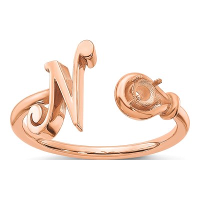 10K Rose Gold Letter N Ring – view 3