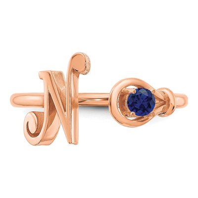10K Rose Gold Letter N Ring – view 5