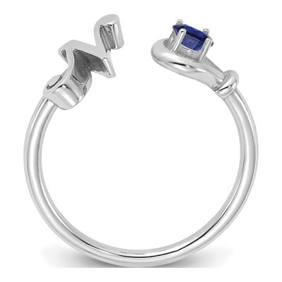 10K White Gold Letter N Ring – view 2