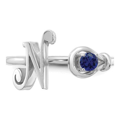 10K White Gold Letter N Ring – view 5
