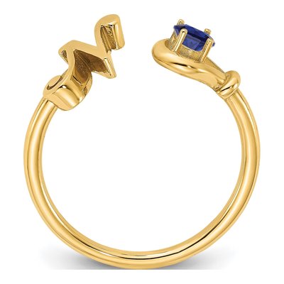 10K Yellow Gold Birthstone Letter N Ring – view 2