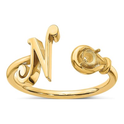 10K Yellow Gold Birthstone Letter N Ring – view 3