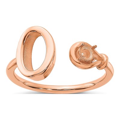 10K Rose Gold Letter O Ring – view 3