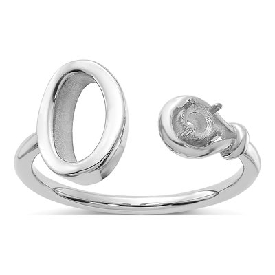 10K White Gold Letter O Ring – view 3