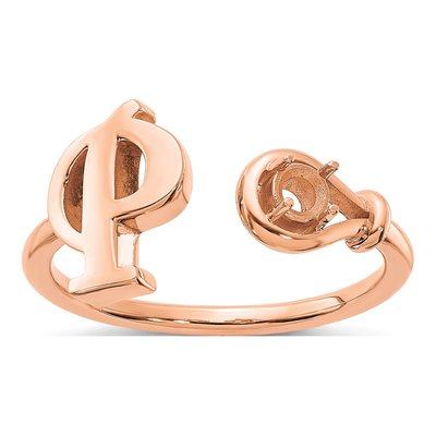 10K Rose Gold Letter P Ring – view 3