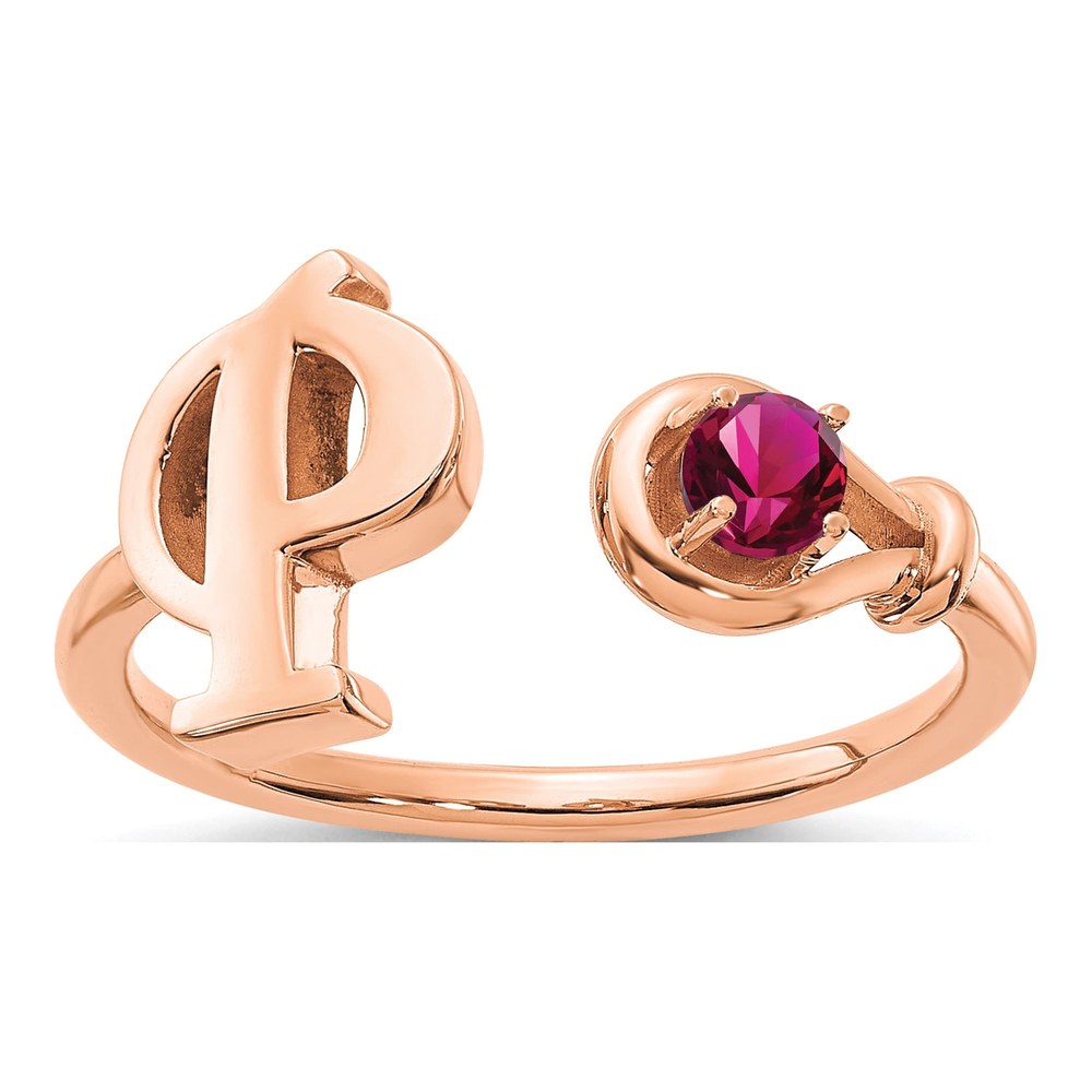 10K Rose Gold Letter P Ring