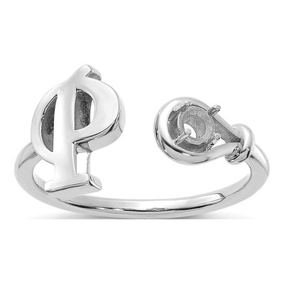 10K White Gold Letter P Ring – view 3