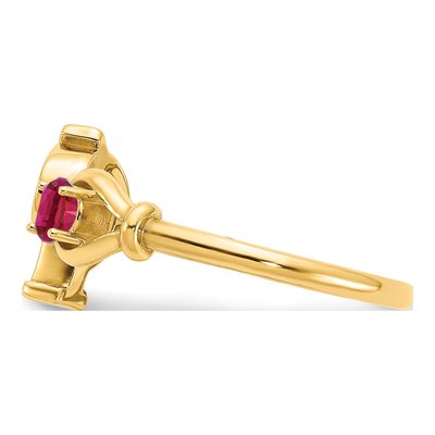 10K Yellow Gold Birthstone Letter P Ring – view 4
