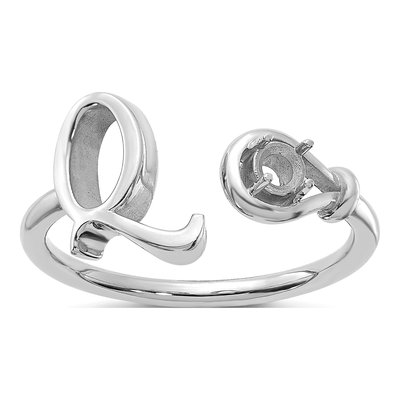 10K White Gold Letter Q Ring – view 3