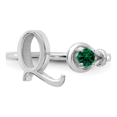 10K White Gold Letter Q Ring – view 5