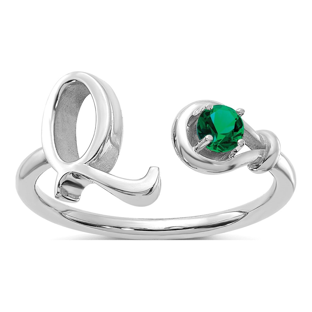 10K White Gold Letter Q Ring