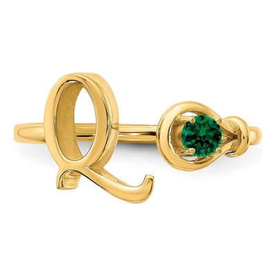 10K Yellow Gold Birthstone Letter Q Ring – view 5