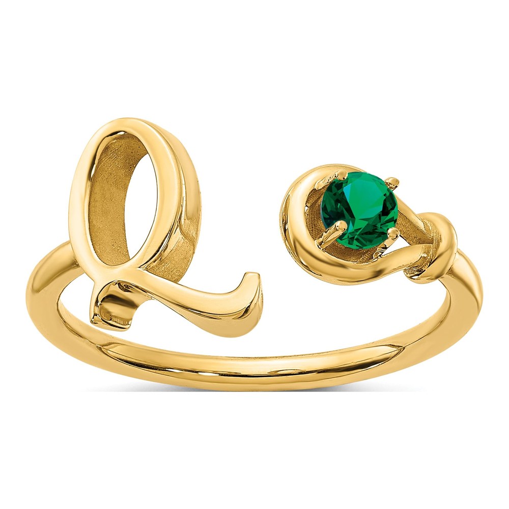 10K Yellow Gold Birthstone Letter Q Ring
