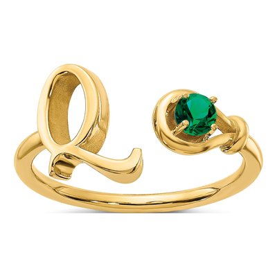10K Yellow Gold Birthstone Letter Q Ring
