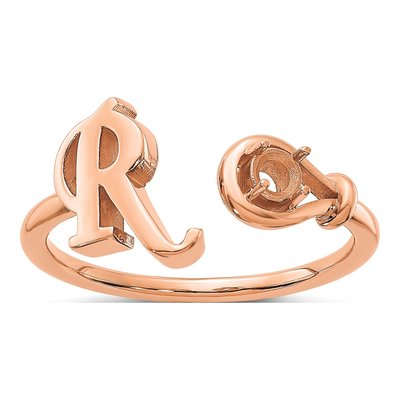 10K Rose Gold Letter R Ring – view 3