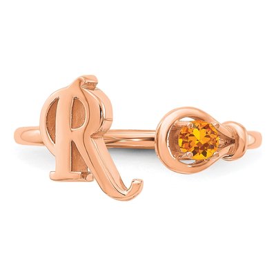 10K Rose Gold Letter R Ring – view 5