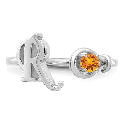 10K White Gold Letter R Ring – view 5