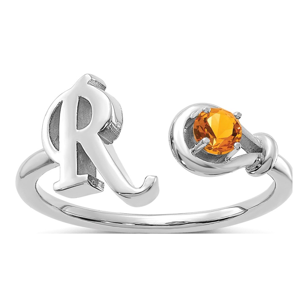 10K White Gold Letter R Ring