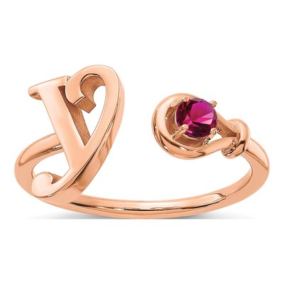 10K Rose Gold Letter S Ring