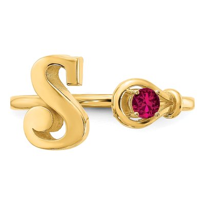 10K Yellow Gold Birthstone Letter S Ring – view 4