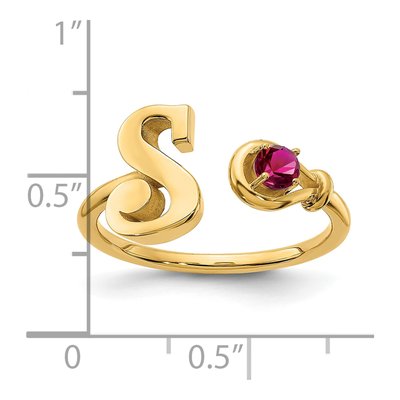 10K Yellow Gold Birthstone Letter S Ring – view 5