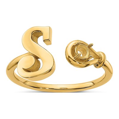 10K Yellow Gold Birthstone Letter S Ring – view 6