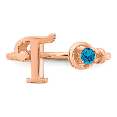 10K Rose Gold Letter T Ring – view 5