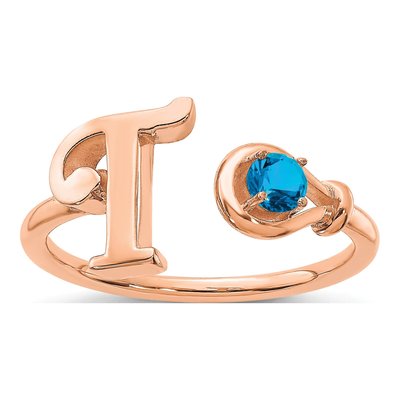 10K Rose Gold Letter T Ring