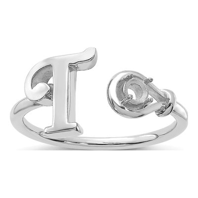10K White Gold Letter T Ring – view 3