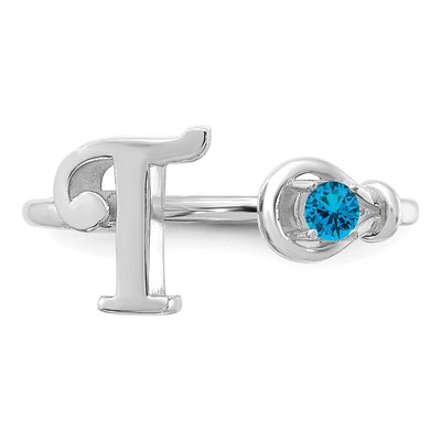 10K White Gold Letter T Ring – view 5