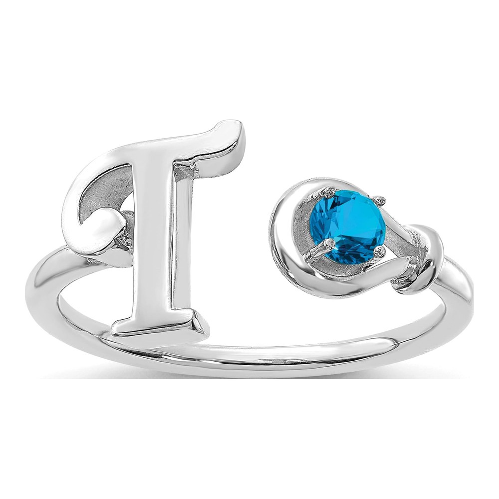 10K White Gold Letter T Ring