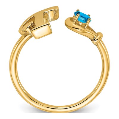 10K Yellow Gold Birthstone Letter T Ring – view 2