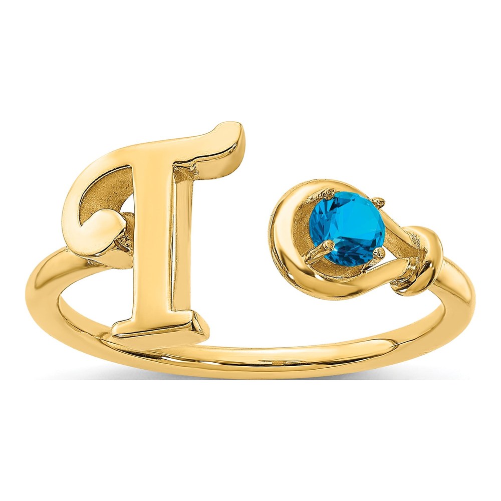 10K Yellow Gold Letter T Birthstone Ring
