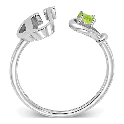 10K White Gold Letter U Ring – view 2